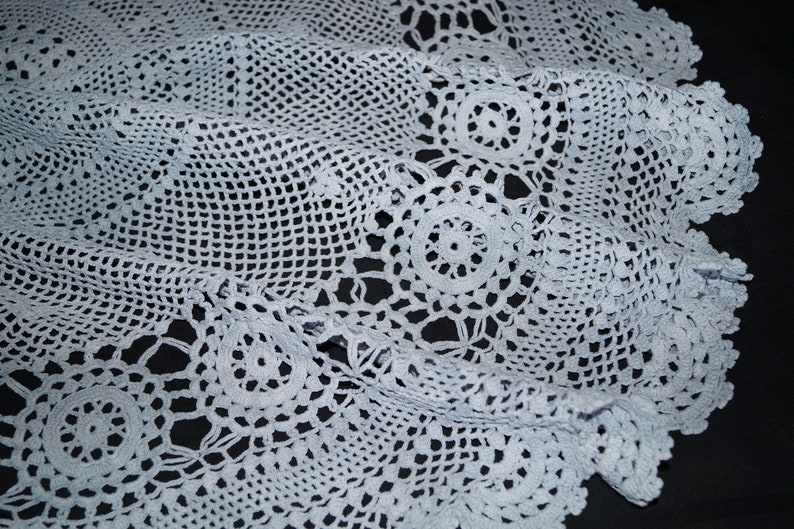 Grey crochet circle tablecloth 113 cm table decoration handmade flower crochet tableclothes crochet doily,vintage centerpiece home decor