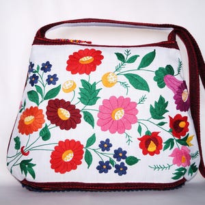 Hungarian colorful  floral crossbody bag, hand embroidered bag, bohem bag, Hungarian large crossbody bag, folk crossbody bag, Hungarian art