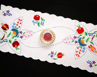 ハンガリーのカロチャテーブルランナー 82/35 cm、手刺繍のホーム
