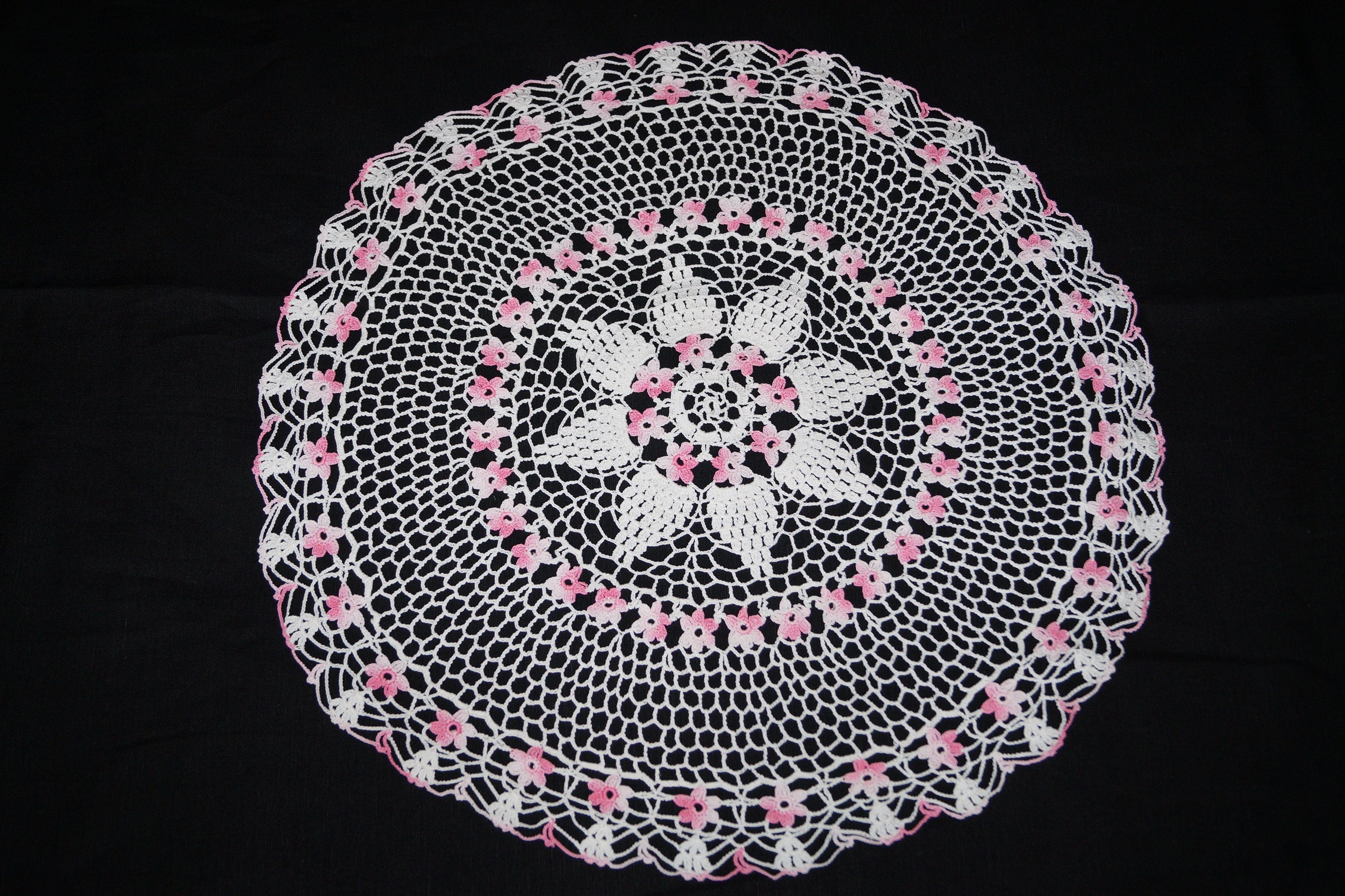 White crochet circle  tablecloth 53  cm  table decoration 