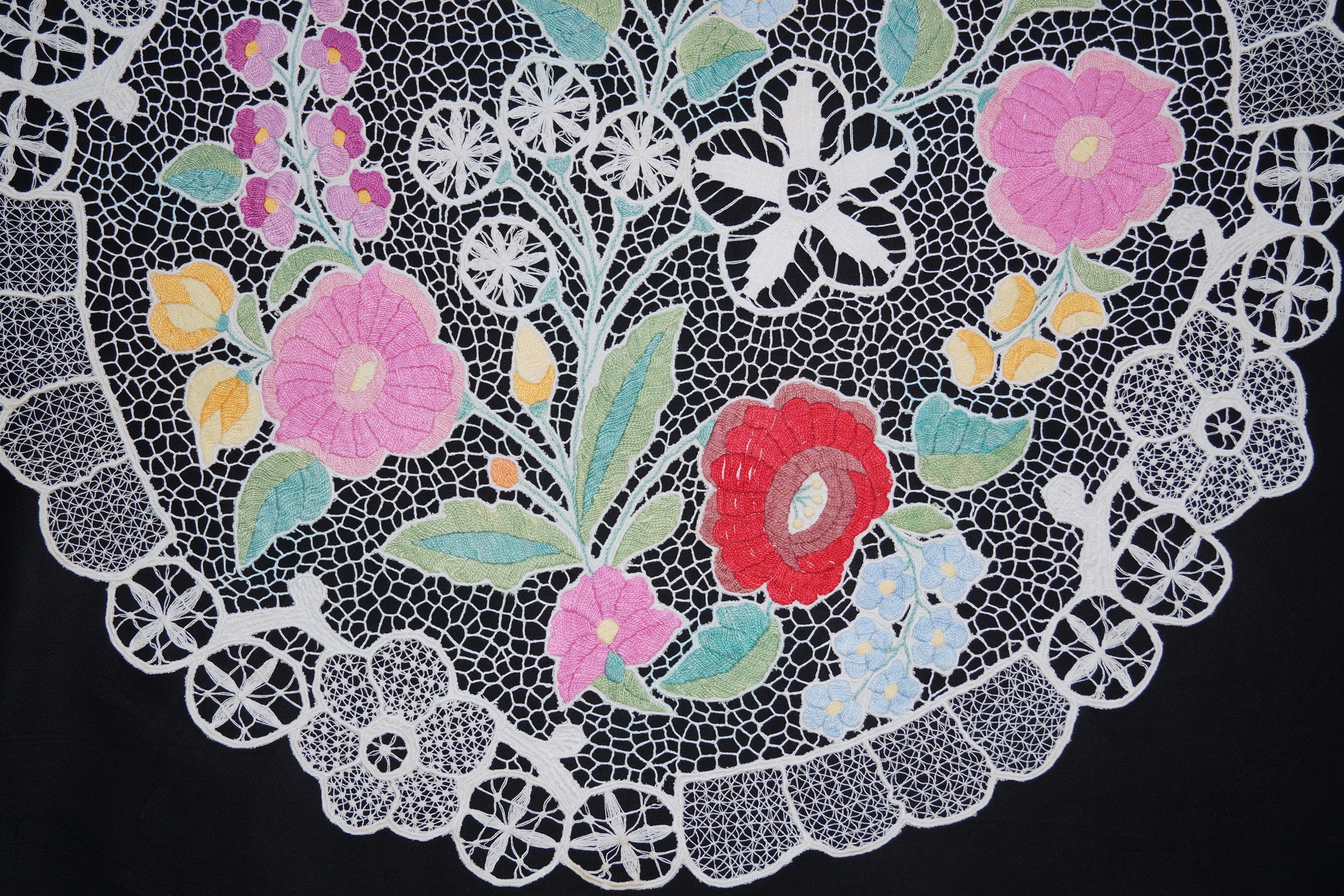 Hungarian Kalocsa Richelieu Tablecloth 60/59 Cm Embroidered Etsy