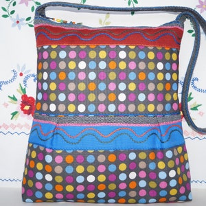 Polka dot Tasche, Strandtasche, große Schultertasche, bedruckte Tasche, Boho Zigeuner Tasche, große Festivaltasche, Hippietasche, Boho Tasche, bunte Einkaufstasche