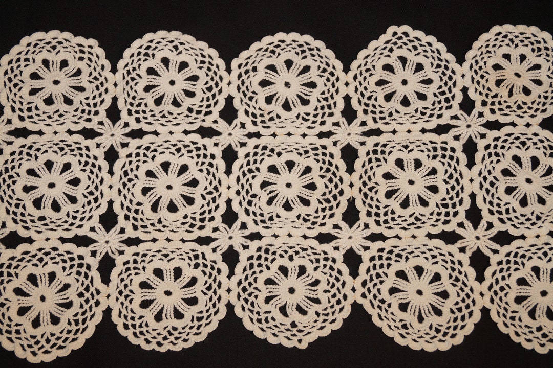 Ivory Crochet Doily, Rectangle 56/26 Cm. Table Decoration, Handmade