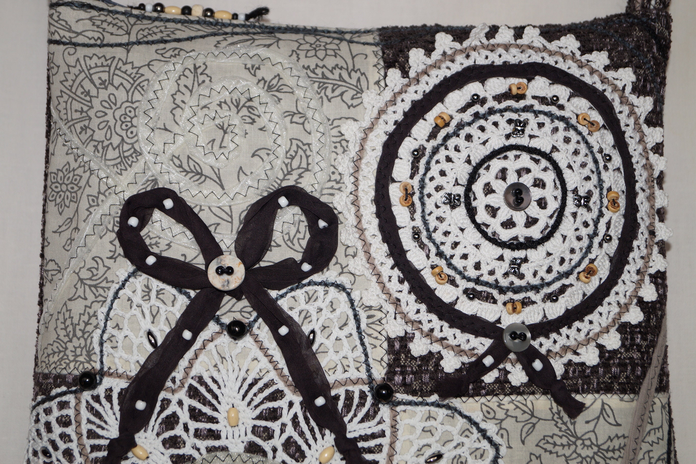 Weiße und graue Tasche gehäkelte Spitzentasche ungarische | Etsy