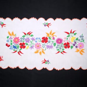 Hungarian Kalocsa table runner 84.5/ 42 cm, hand embroidered home decor, Hungarian folk runner, colorful embroidery, floral art table decor