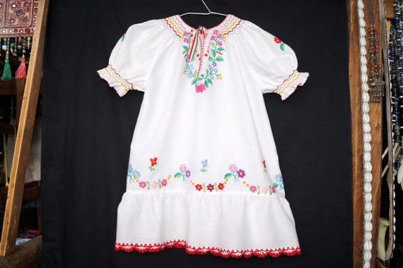 Hungarian Kalocsa ethnic hand embroidered girl dr… - image 5