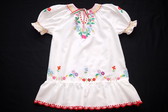 Hungarian Kalocsa ethnic hand embroidered girl dr… - image 1