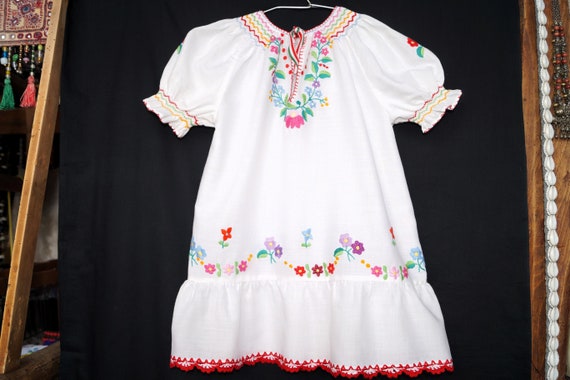 Hungarian Kalocsa ethnic hand embroidered girl dr… - image 4