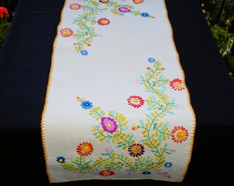 ハンガリーの花柄テーブルランナー 84/33 cm、手刺繍のホーム