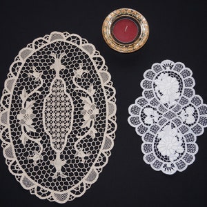 Hungarian Kalocsa doilies, 2 pcs. floral hand embroidered home decorations, Hungarian folk doilies, vintage embroidery, white embroidery