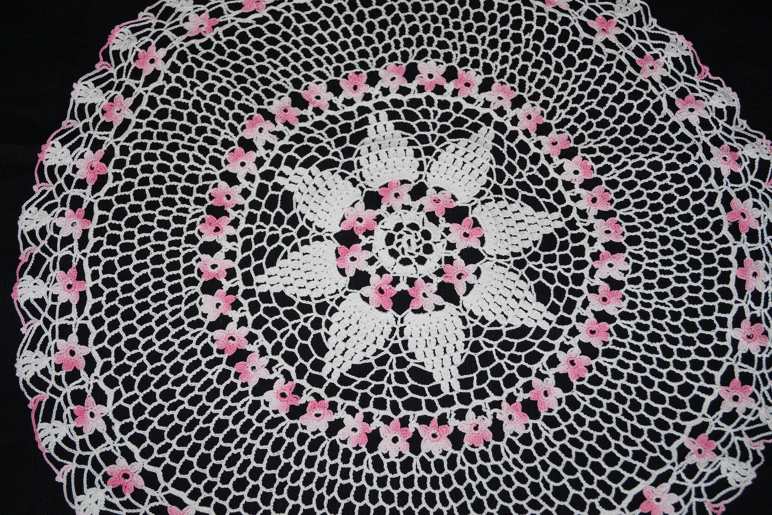 White crochet circle  tablecloth 53  cm  table decoration 