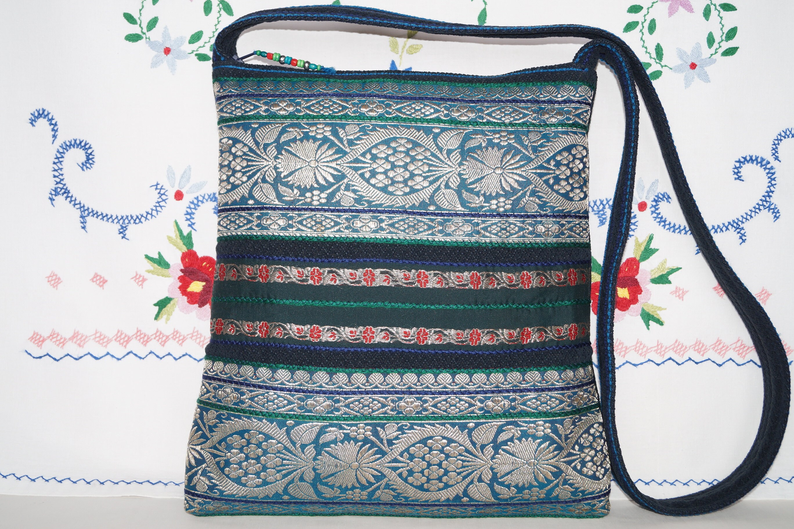 Silverblue crossbody bag hand woven bag Indian sari bag Etsy