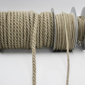 Cordon torsadé en lin en trois tailles 2 mm, 4 mm, 8 mm en macramé, crochet, créations en fibre