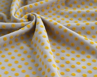 Polka Dot Softcoat – Grey and Ochre - 100% Polyester - Sold by Half Metre