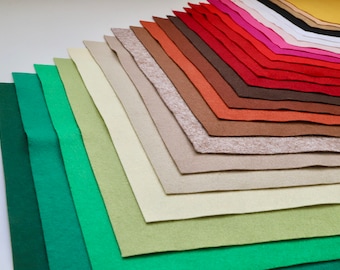Felt Squares for Craft and Sewing - 12 inch Squares - 80Viscose/20Wool - Lots of Christmas Colours!