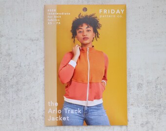 Arlo Track Jacket - Friday Pattern Company - Paper Pattern - Adults Zip Front Casual Sports Jacket