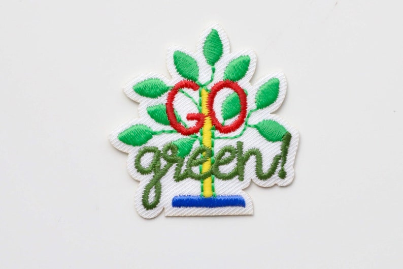 Environment Theme Patches - Recycle, Green Energy, Save our Ocean, No Plastic, Love Our Planet - Iron on Motifs Go Green