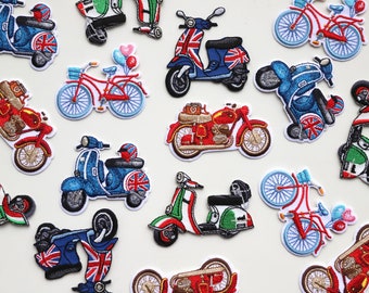 Motos, scooters et vélos vintage - Fer sur patchs - Motifs appliqués brodés
