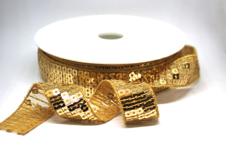 Sequin Ribbon Trim Gold Silver or Brown Square Cut Sequin Etsy
