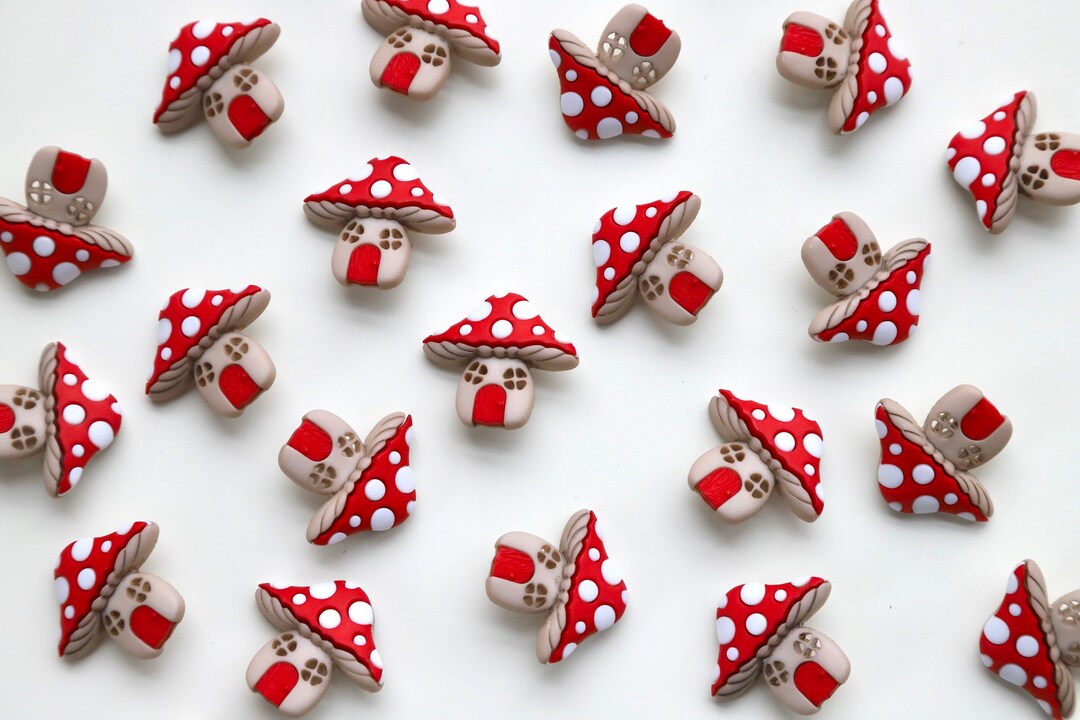 Toony Buttons Set of Three - Spotty Toadstool Buttons - Novelty Button With Shank ...