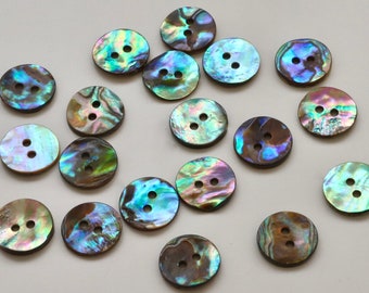 Beautiful Iridescent Abalone Shell Buttons - 18mm/28 lignes, 20mm/32 lignes & 22mm/36lignes - Price per individual button