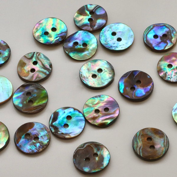 Beautiful Iridescent Abalone Shell Buttons - 18mm/28 lignes, 20mm/32 lignes & 22mm/36lignes - Price per individual button