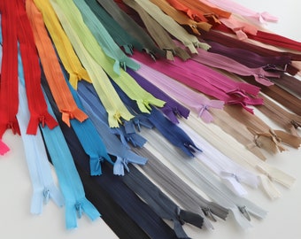 Lightweight Invisible Zip - Concealed Zipper - 22 Inch Adjustable Length - Lots of Colours!