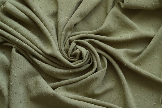 100 Rayon Viscose Swiss Dot Crepe Fabric Sold by Half Metre Green