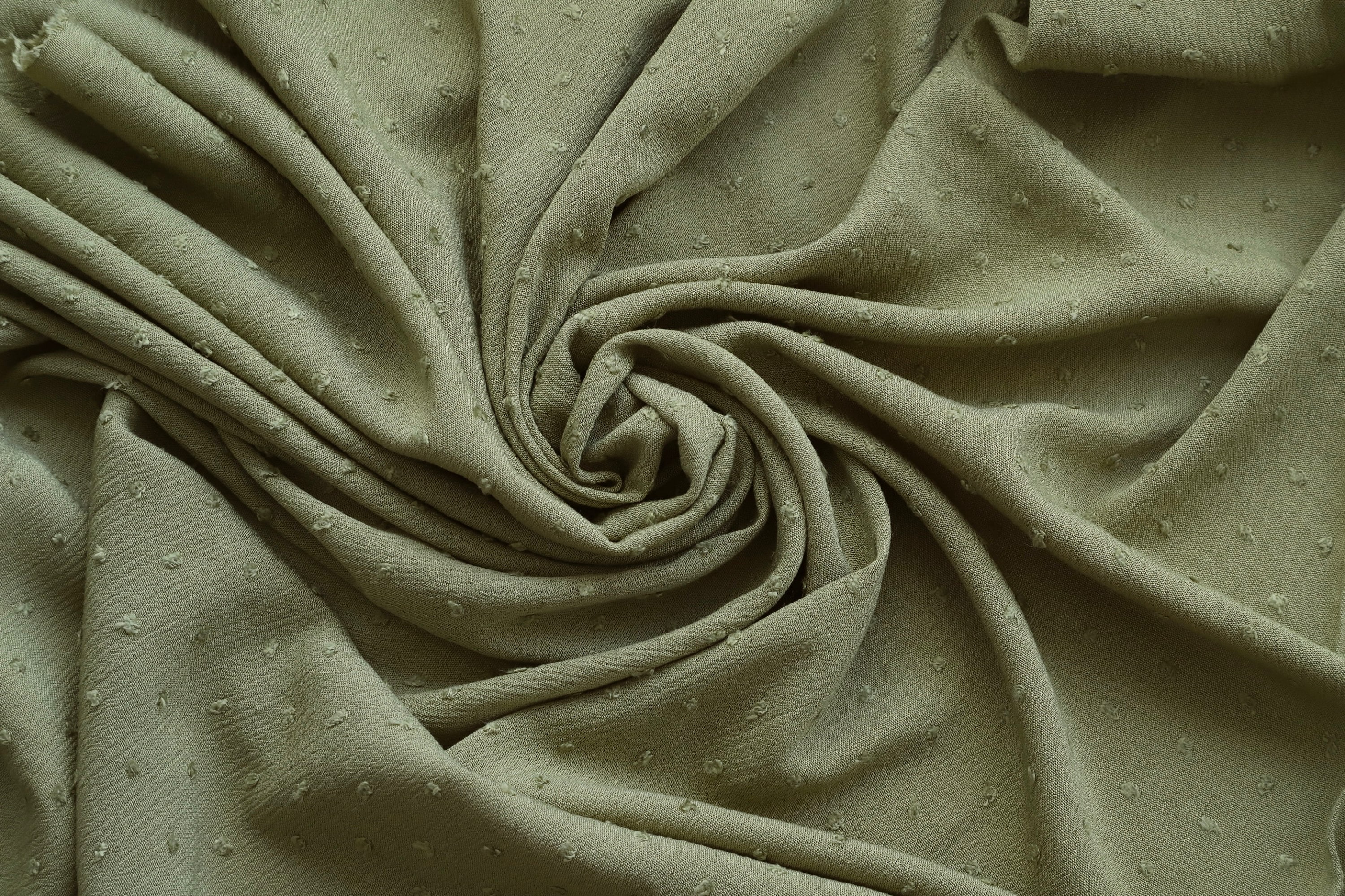 100% Rayon/Viscose Swiss Dot Crepe Fabric - Sold by Half Metre - Green