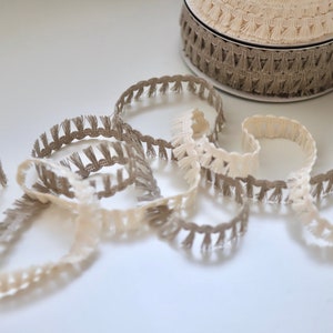 Franges 100 % coton et lin naturels pour la couture, le rembourrage et les travaux manuels - Bordure capitonnée de 15 mm de large