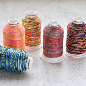 Variegated Rainbow Overlocker Thread - Gütermann Wooly/Bulky 100% Polyester - 1,000m - Great Multi & Neon Colours!