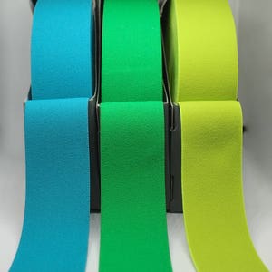 Plush Elastic - Excellent Quality Wide Waistband Elastic in Turquoise, Green or Citrus Green, Bright Coloured Elastic