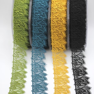 Bordure en dentelle guipure fine feuille délicate - Tulle brodé feuille de 32 mm de large - Belles couleurs
