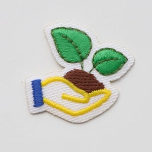 Environment Theme Patches - Recycle, Green Energy, Save our Ocean, No Plastic, Love Our Planet - Iron on Motifs Seedling in Hand