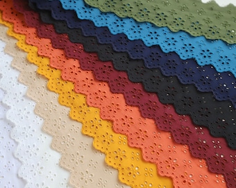 Broderie Anglais Lace Trim - 75mm wide - Lots of Colours!