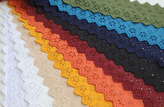 Broderie Anglais Lace Trim - 75mm wide - Lots of Colours!