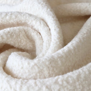 Super Soft Stretch Bouclé Fabric - 100% Polyester - Cream - 150cm wide - Sold by Half Metre