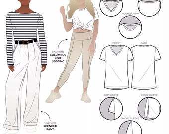 Style Arc Patterns - The Ellis Knit T - Papper Pattern - Sizes 4-16
