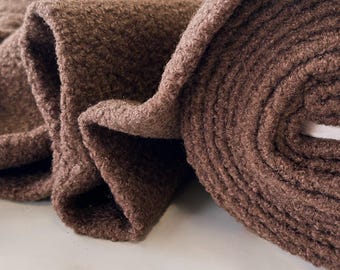 Tejido Bouclé elástico supersuave - 100 % poliéster - 150 cm de ancho - MARRÓN CHOCOLATE - Se vende por medio metro