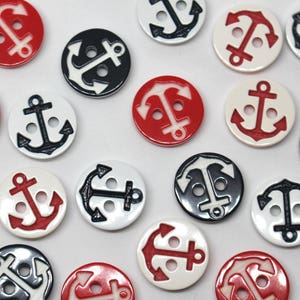 Pair of Two Colour Laser Cut Anchor Buttons Two Hole Sailor Buttons 1 ...