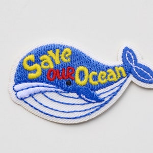 Environment Theme Patches - Recycle, Green Energy, Save our Ocean, No Plastic, Love Our Planet - Iron on Motifs Save Our Ocean