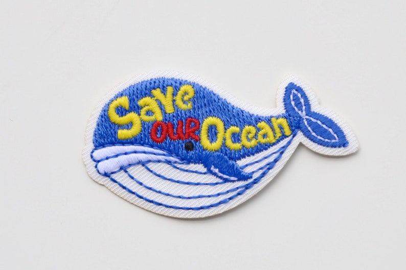 Environment Theme Patches - Recycle, Green Energy, Save our Ocean, No Plastic, Love Our Planet - Iron on Motifs Save Our Ocean