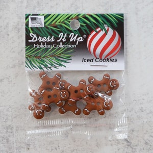Gingerbread Biscuit Figures - Set of 7 Novelty Christmas Buttons - Iced  Cookies by 'dress It Up' - Holiday Collection