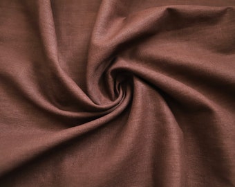 100% Linen Fabric - Enzyme Washed Linen - 140cm Wide - Chocolate Brown