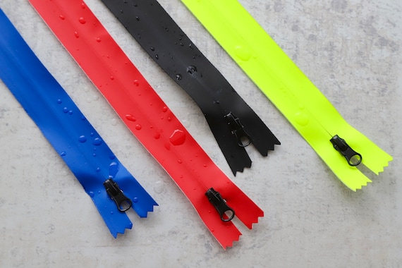 Waterproof Zips 20cm Red, Yellow, Black, Royal Blue, Neon High-vis  Fluorescent Yellow 