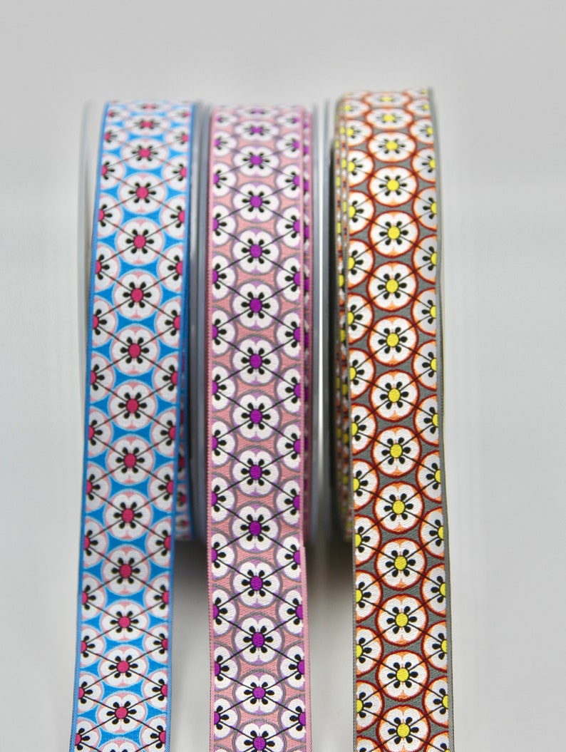 Floral Retro Ribbon 25mm Wide Beautiful Quality Woven Jacquard Retro Floral Ribbon image 1