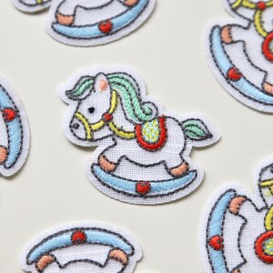 Iron on Embroidered Woven Patches/Badges in Cute Nursery Designs - Moon Mobile, Pram, Rocking Horse - Baby Motifs bild 6