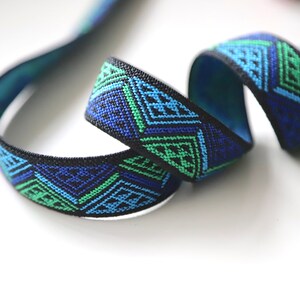 Great Quality Woven Geometric Elastic in Two Bright Colour Ways - 25mm ...