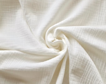 IVORY - Cotton Double Gauze Fabric - 100% Cotton - Sold by Half Metre