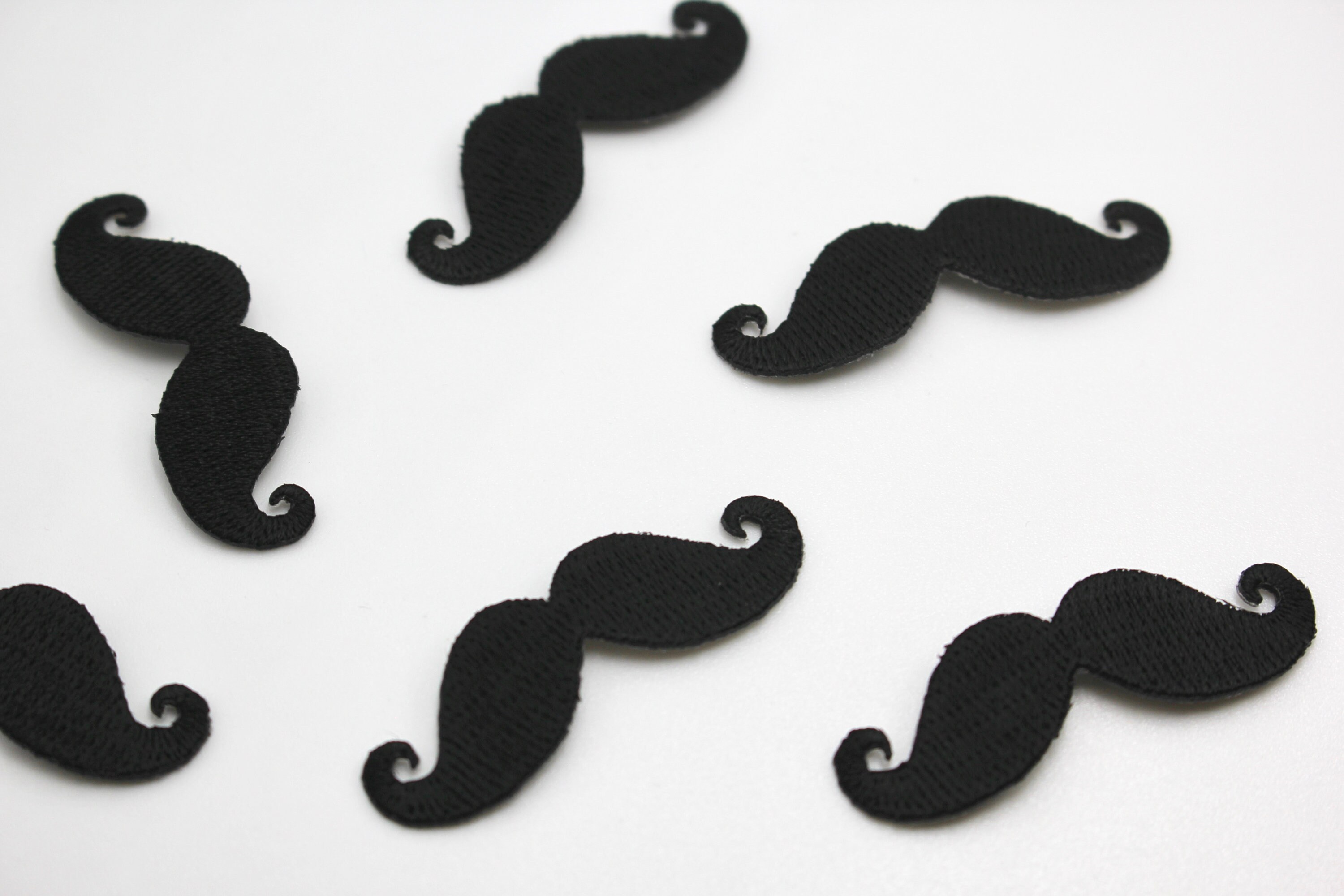 Moustache Iron On Badge Sew On Patch Black Embroidered Monopoly Mustache Motif 